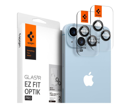 Szkło i folia ochronna SPIGEN Optik.TR EZ-FIT 2-pack do iPhone 15 / 15 Plus black AGL05213